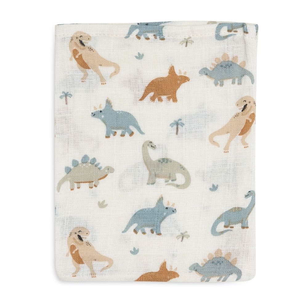 Set 3 museline din bumbac tip mănușă de baie, Roarsome, Jollein, 20x15 cm