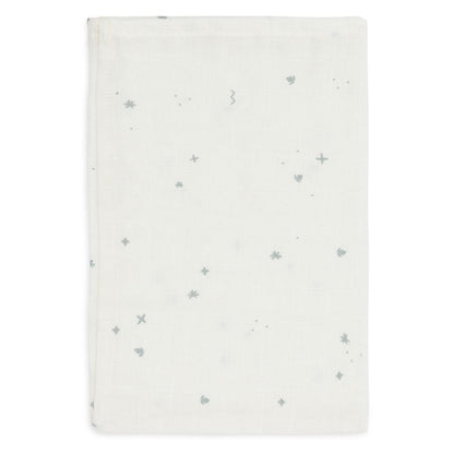 Set 3 museline din bumbac tip batistă de baie, Twinkling, Albastru cenușiu, Jollein, 20x15 cm