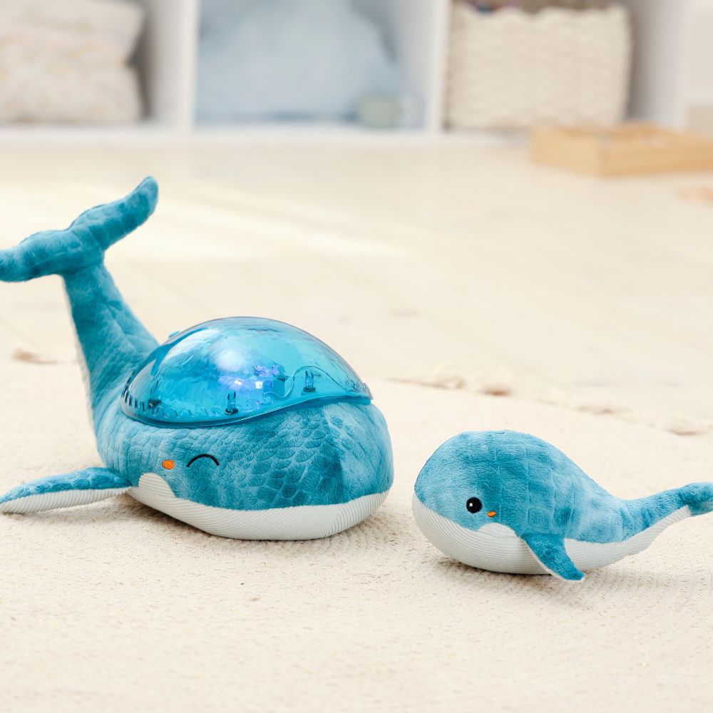 Set Lampă-Proiector cu sunete și Jucărie de Pluș, Tranquil Whale™ Family - Blue, Cloud B