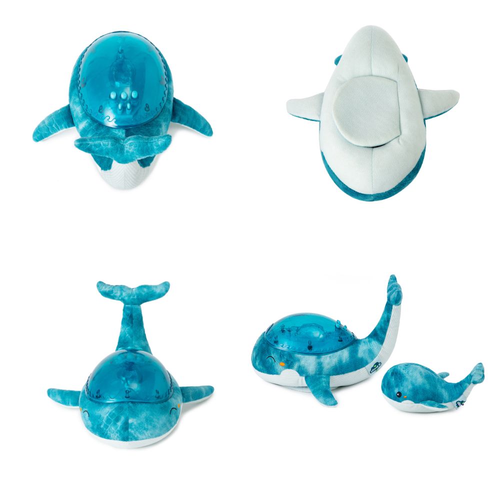 Set Lampă-Proiector cu sunete și Jucărie de Pluș, Tranquil Whale™ Family - Blue, Cloud B