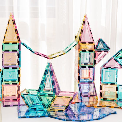 Set construcție cu plăci magnetice, Pastel builders Pack, Learn & Grow, 112 piese, 3 ani+