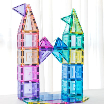 Set construcție cu plăci magnetice, Pastel builders Pack, Learn & Grow, 112 piese, 3 ani+