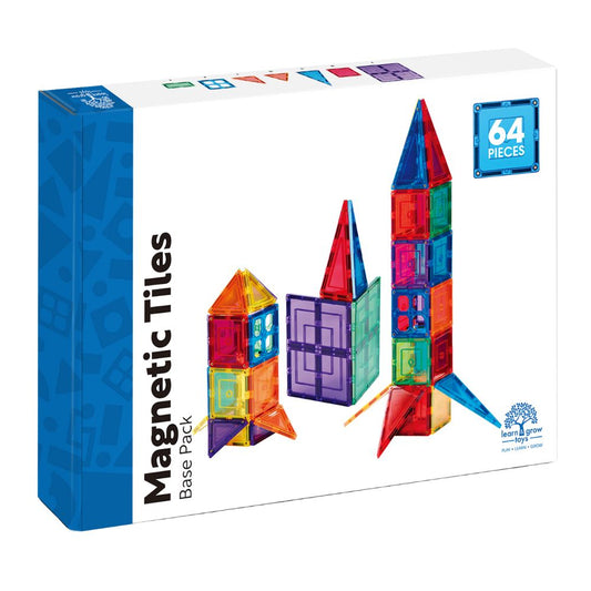 Set construcție cu plăci magnetice, Base Pack, Learn & Grow, 64 piese, 3 ani+