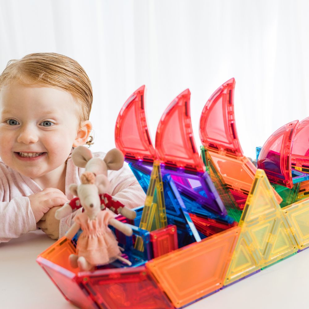 Set construcție cu plăci magnetice, Dome Pack, Learn & Grow, 18 piese, 3 ani+