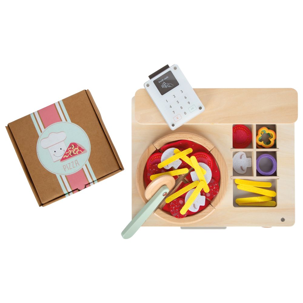 Set de Pizzerie din Lemn pentru Copii, Joc de rol educativ, Small Foot, 3 ani+