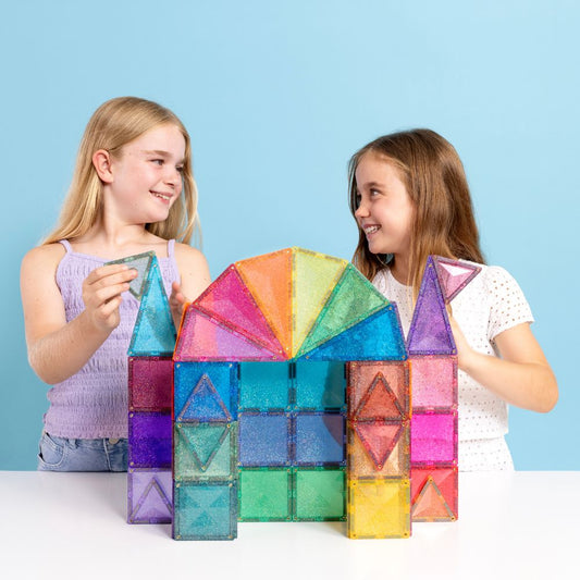 Set de construcție magnetic, Glitter Castel, Connetix Tiles, 48 piese, 3 ani+
