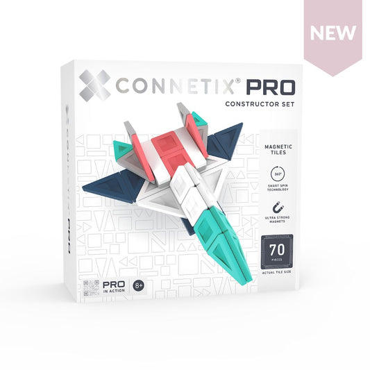 Set de construcție magnetic, PRO Constructor, Connetix Tiles, 70 piese, 3 ani+