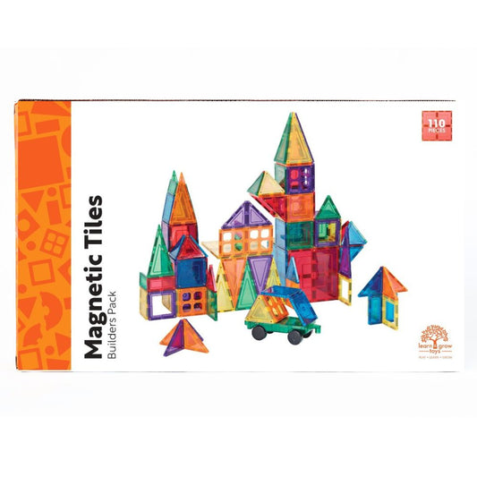 Set construcție cu plăci magnetice, Builders Pack, Learn & Grow, 110 piese, 3 ani+