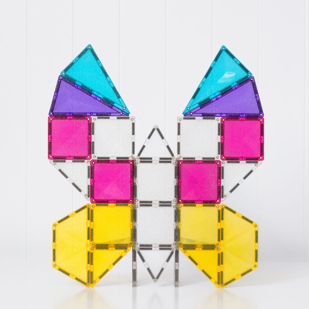 Set de construcție magnetic, Glitter Unicorn Pack, Connetix Tiles, 56 piese, 3 ani+