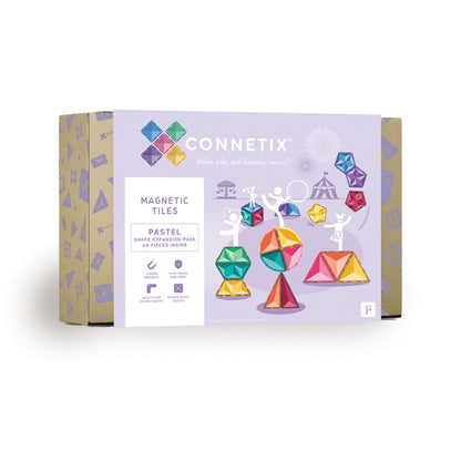 Set de construcție magnetic, Pastel Shape Expansion Pack, Connetix Tiles, 48 piese, 3 ani+