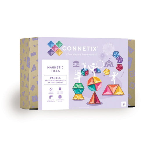 Set de construcție magnetic, Pastel Shape Expansion Pack, Connetix Tiles, 48 piese, 3 ani+