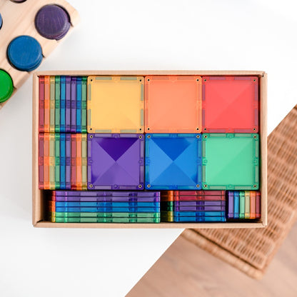 Set de construcție magnetic, Rainbow Creative Pack, Connetix Tiles, 102 piese, 3 ani+