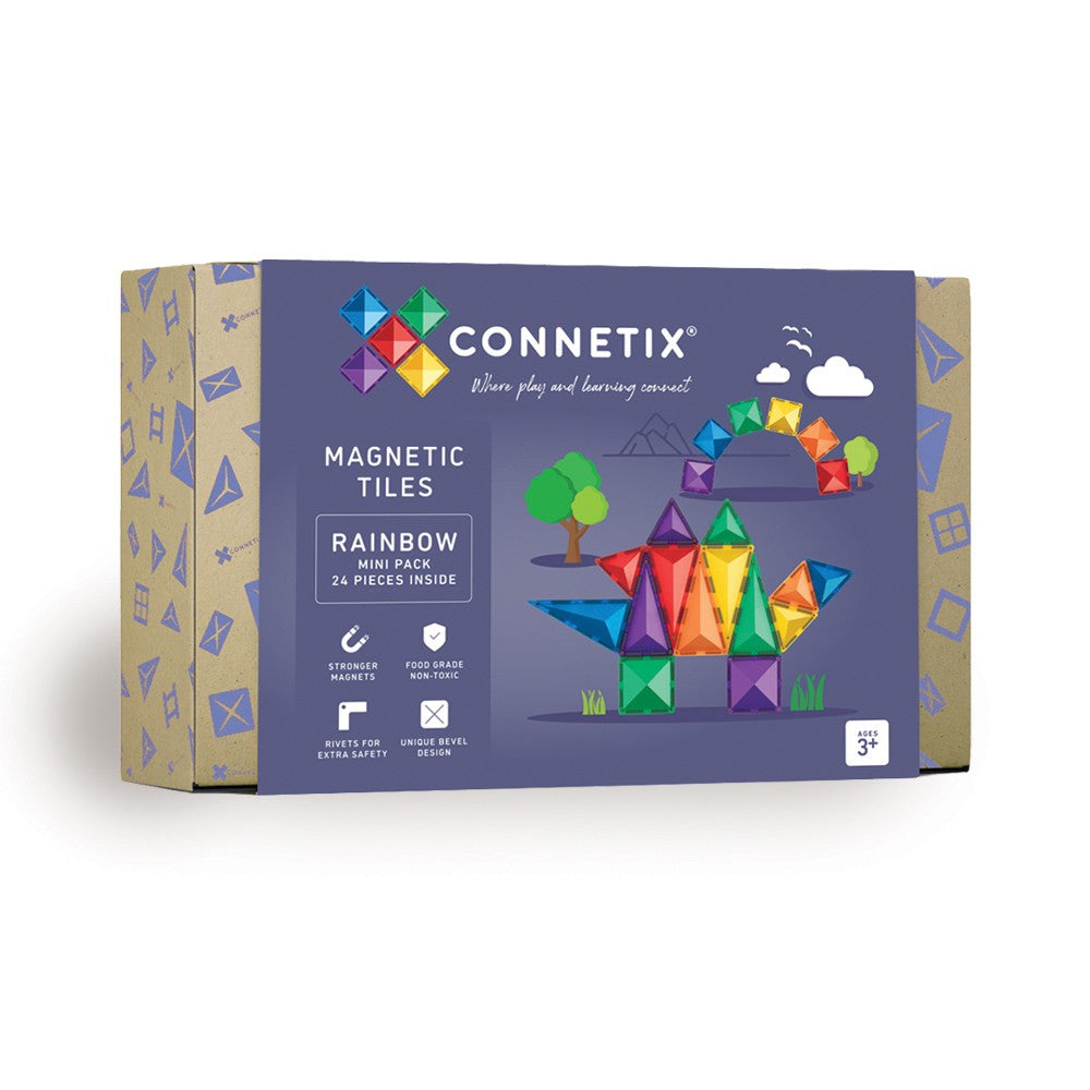 Set de construcție magnetic, Rainbow Mini Pack, Connetix Tiles, 24 piese, 3 ani+