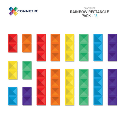 Set de construcțIe magnetic, Rainbow Rectangle Pack, Connetix Tiles, 18 piese, 3 ani+