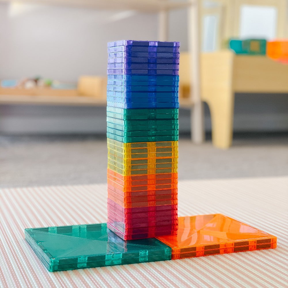 Set de construcție magnetic, Rainbow Square Pack, Connetix Tiles, 40 piese, 3 ani+
