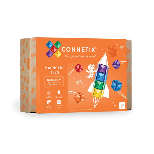 Set de construcție magnetic, Rainbow Square Pack, Connetix Tiles, 42 piese, 3 ani+