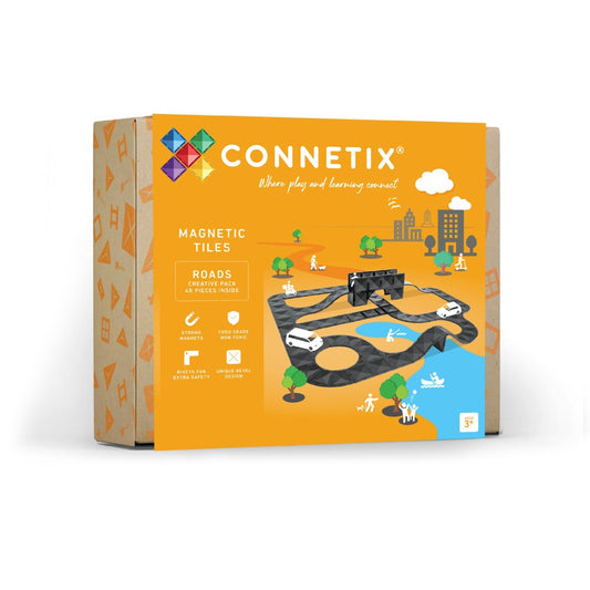 Set de construcție magnetic, Roads Creative Pack, Connetix Tiles, 48 piese, 3 ani+