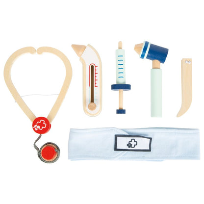 Set de joacă de doctor cu accesorii din lemn, Small Foot, 6 piese, 3 ani+