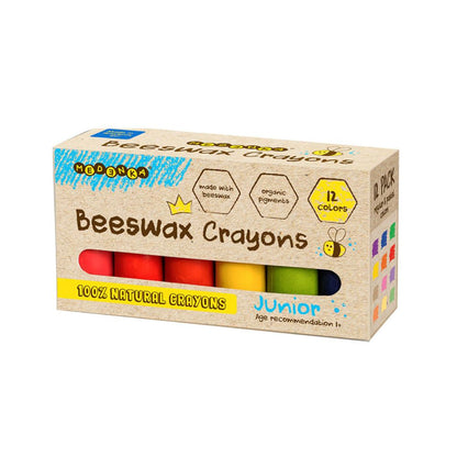 Set 12 Creioane colorate din ceară naturală de albine, JUNIOR, Medenka, 12 luni+
