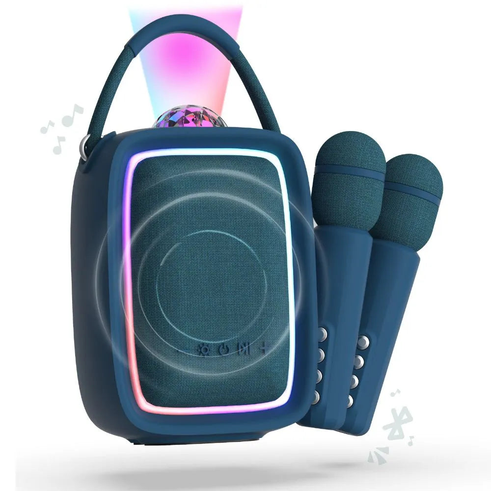 Set Karaoke Boxă cu 2 Microfoane Singy Party, MOB Paris, Bleumarin