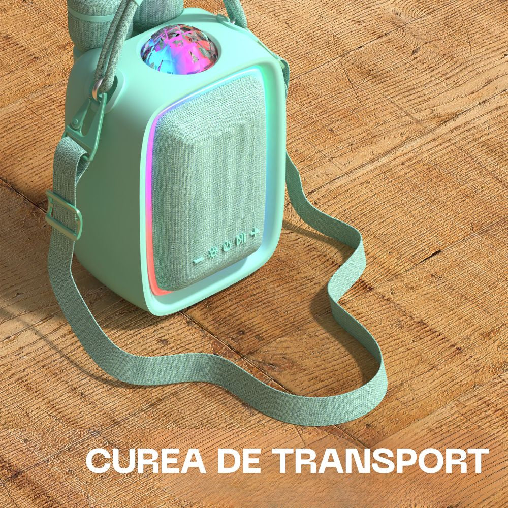 Set Karaoke Boxă cu 2 Microfoane Singy Party, MOB Paris, Blue