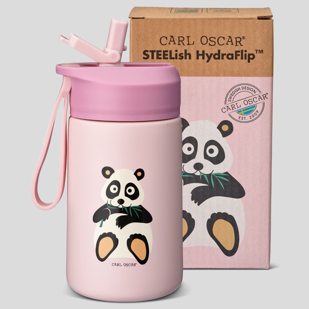 Sticlă inox copii STEELish HydraFlip 400ml, Pink Panda, Carl Oscar