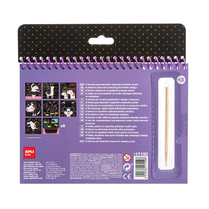 Carte magică de desen răzuibilă, Unicorni, APLI, 3 ani+