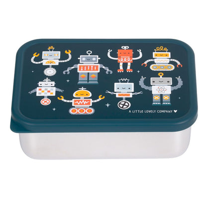 Detaliu recipient din oțel inoxidabil al cutiei Robots