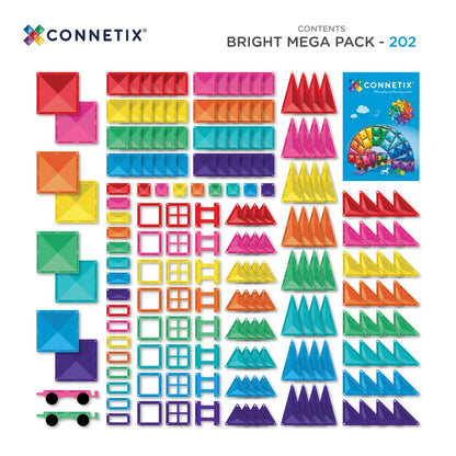 Cele 202 de piese și baze incluse în Connetix Bright Mega Pack