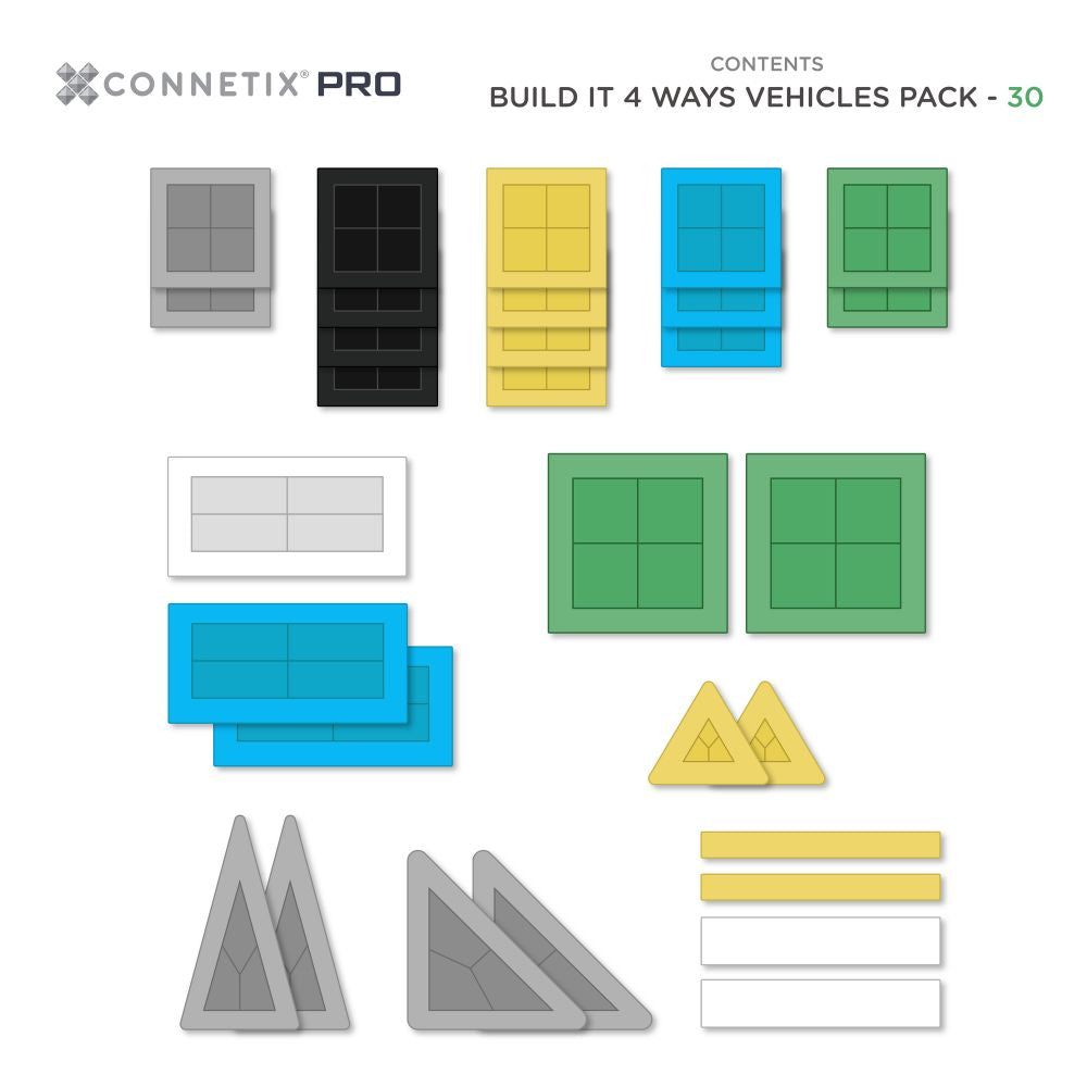 Cele 30 de piese incluse în Connetix PRO Vehicles