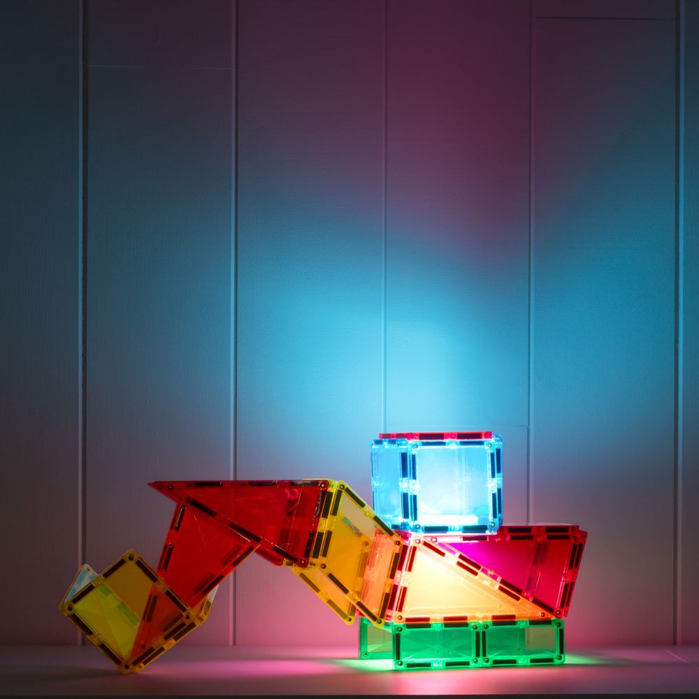 CONNETIX Tiles Light Rocket Pack cu 30 de piese placi magnetice luminoase