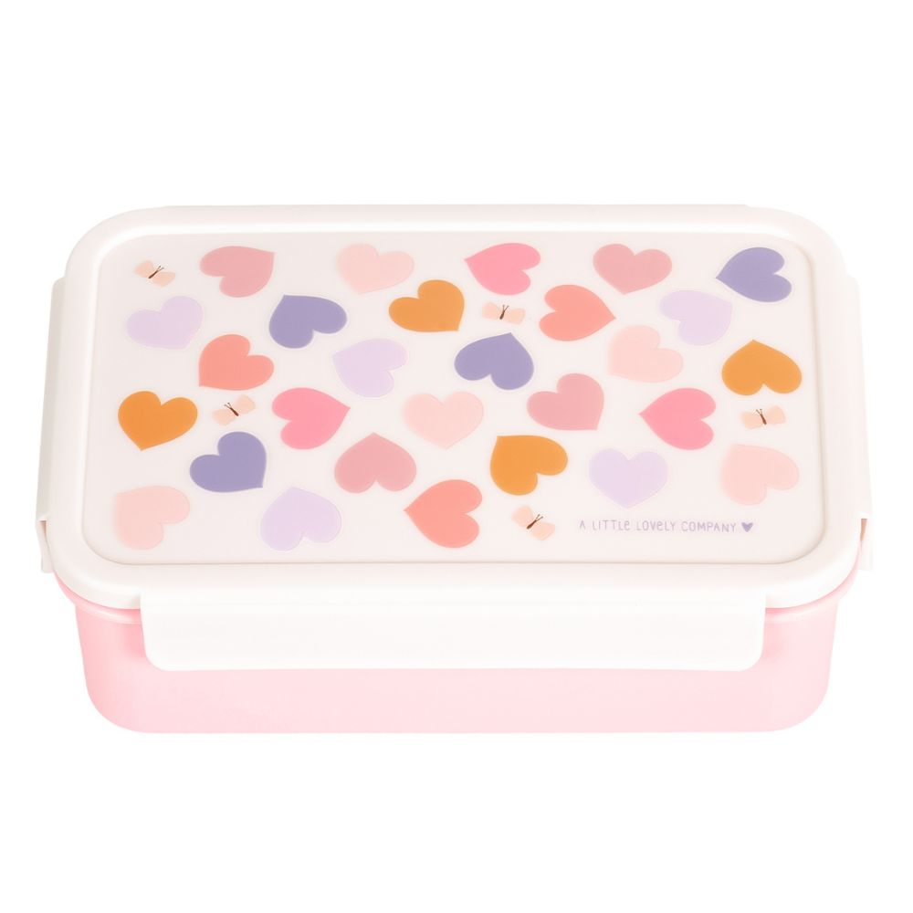 Set pentru școală Hearts cu ghiozdan, lunch box, sticlă și termos A Little Lovely Company cutie compartimentata copii