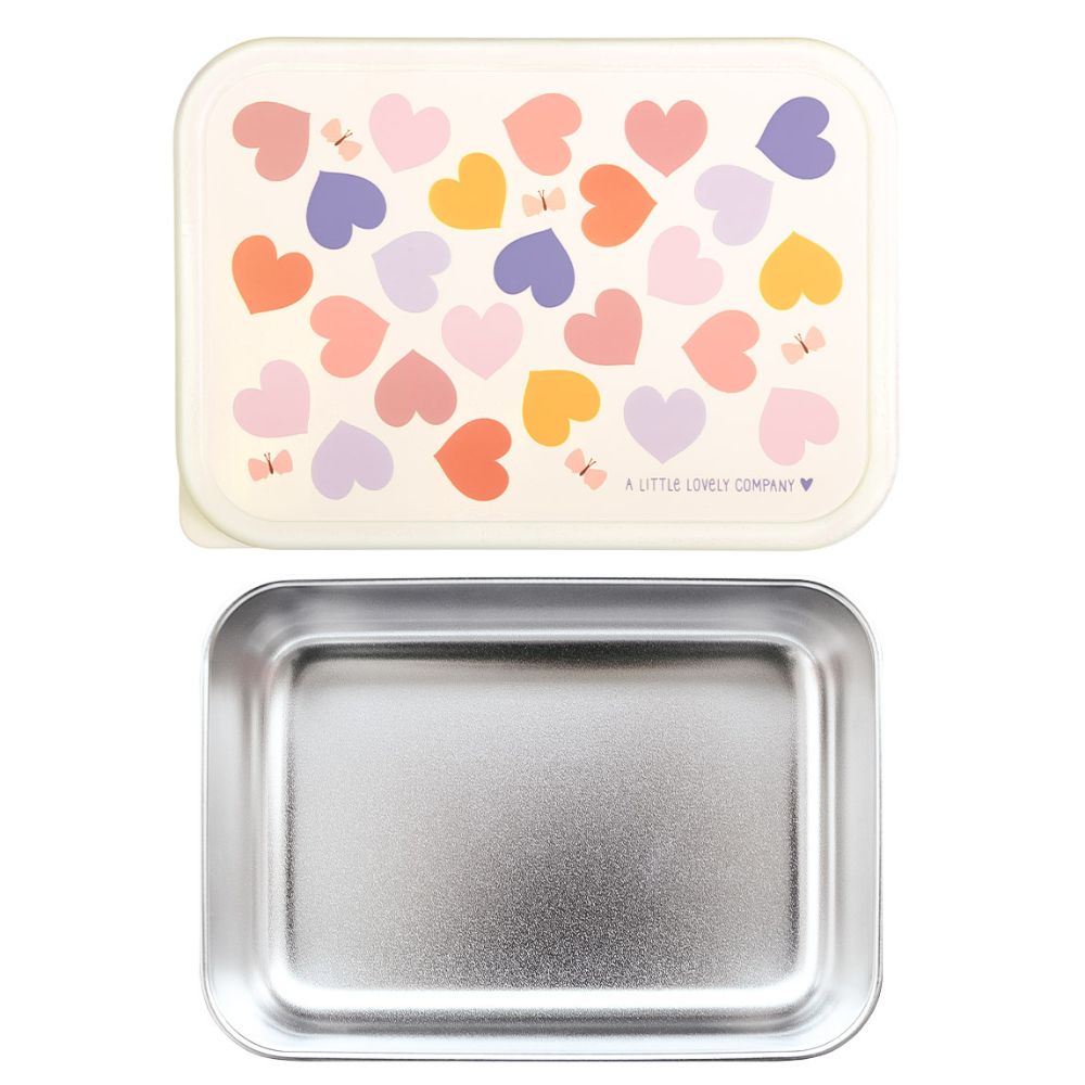 Lunch box copii din inox Hearts 900 ml, capac detasabil