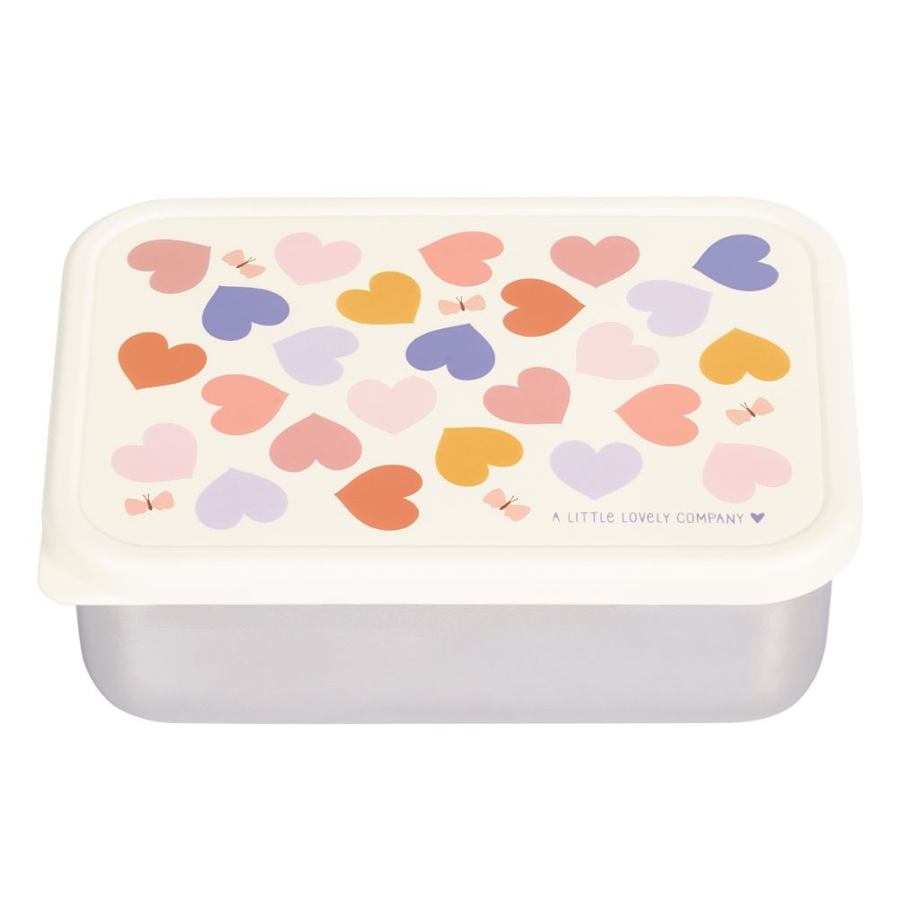 Cutie de prânz din inox Hearts 900 ml în ambalajul original A Little Lovely Company