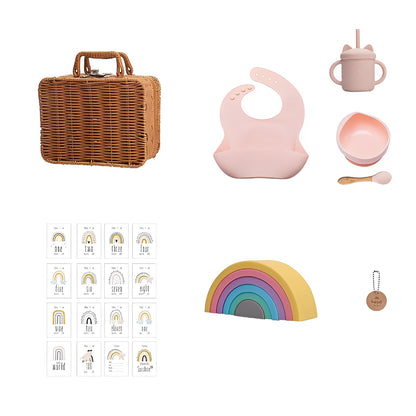 Set pentru bebeluşi, Rainbow, Geantă retro cu set diversificare și accesorii, 6 luni+