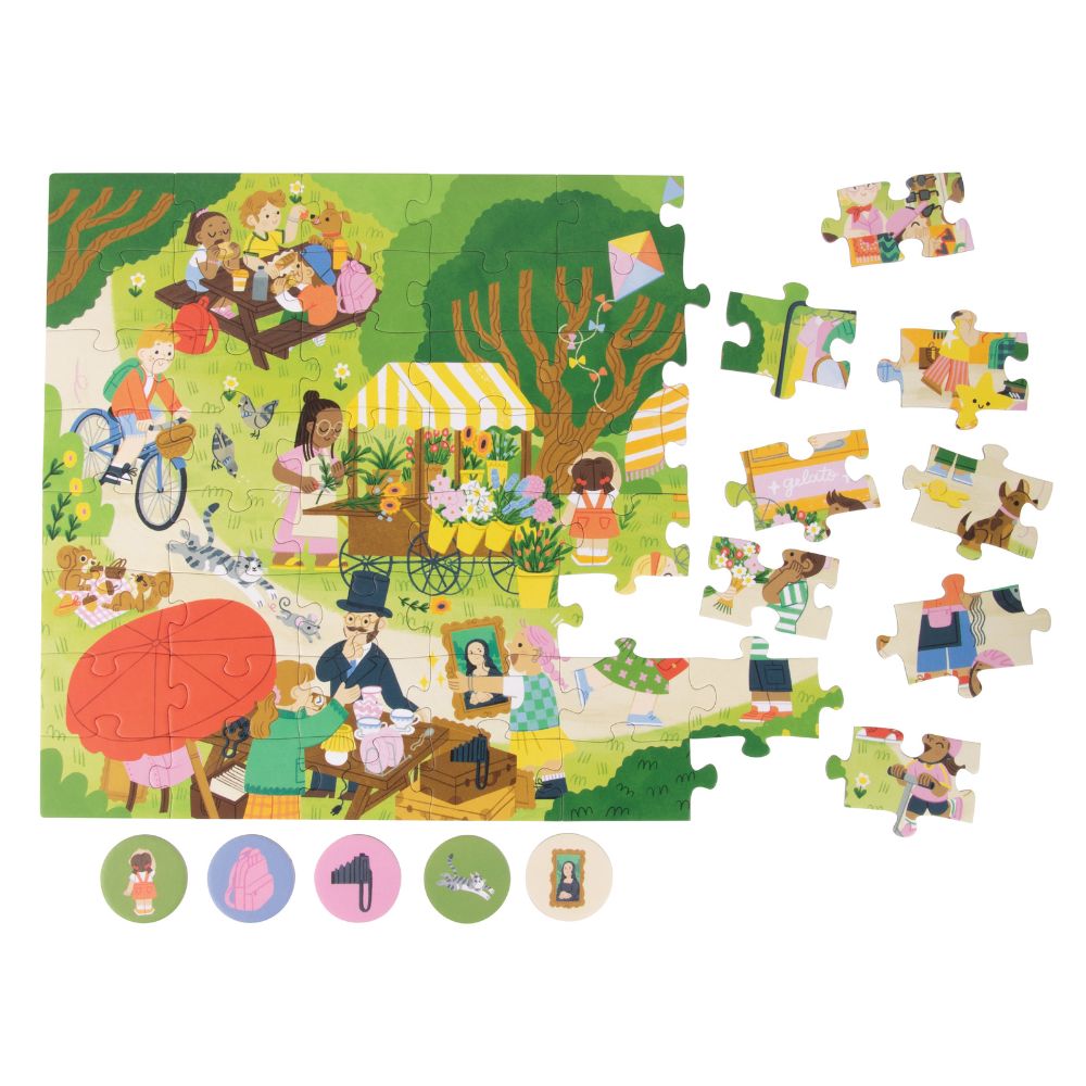 Găsește-l primul! Puzzle Piața din oraș, APLI, 6 ani+