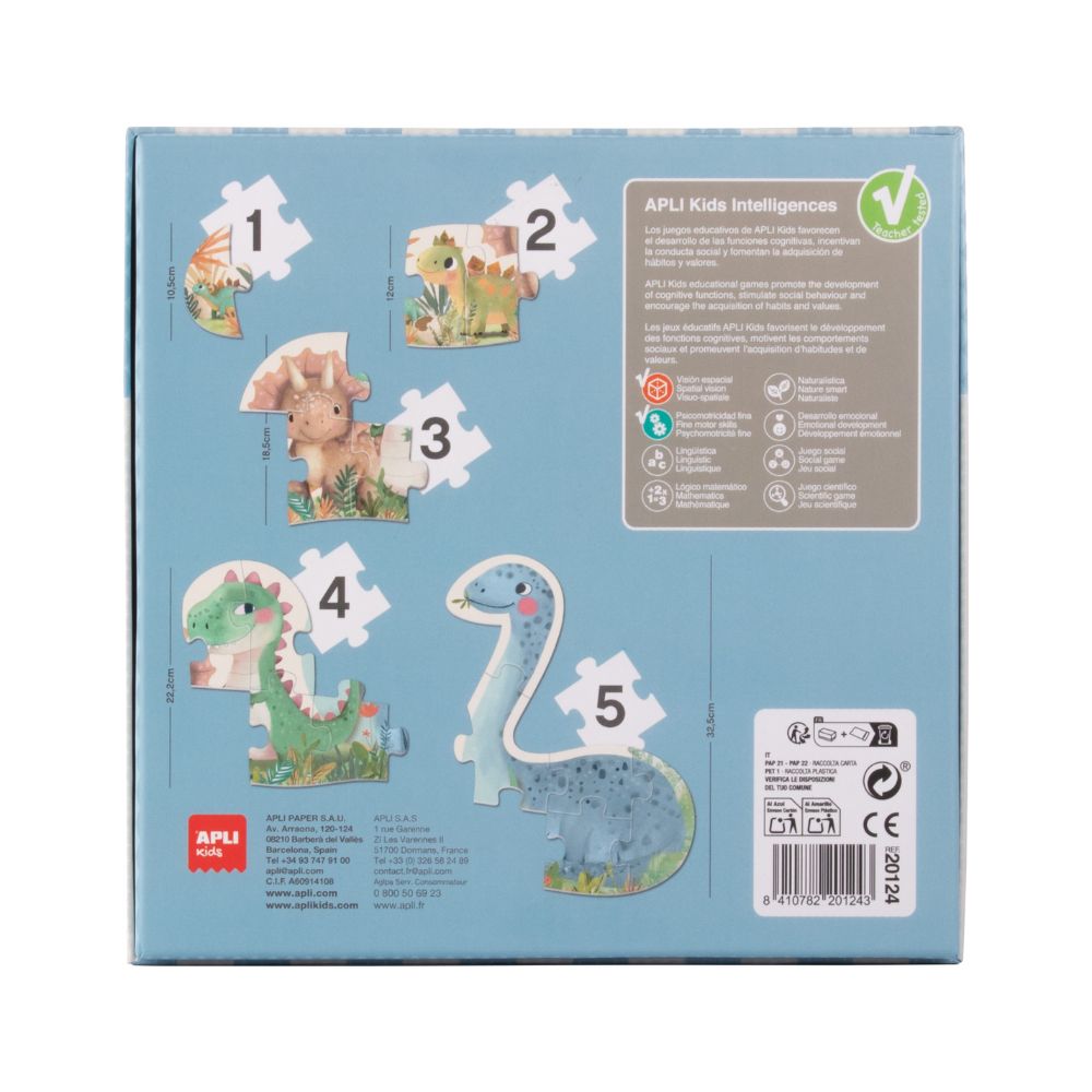 Jigsaw Puzzle, Primul meu puzzle, Dinozauri, APLI, 21 piese, 2 ani+
