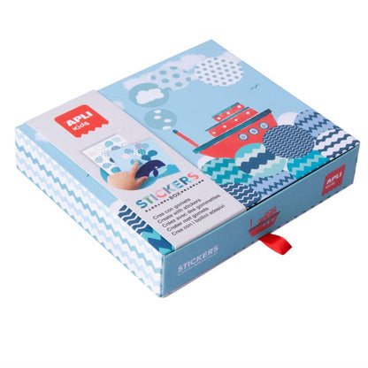 Joc creativ cu autocolante, Bărci, APLI, 3 ani+