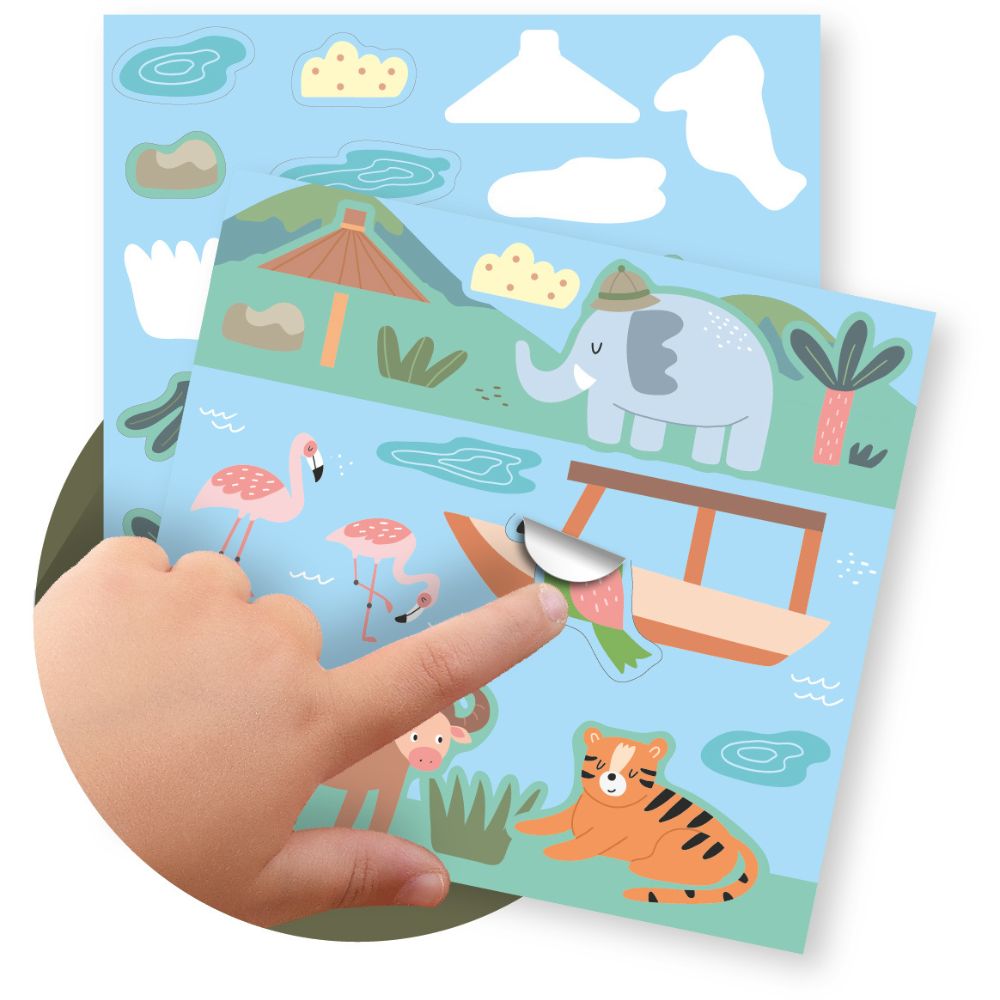 Joc creativ cu autocolante, Safari, APLI, 3 ani+