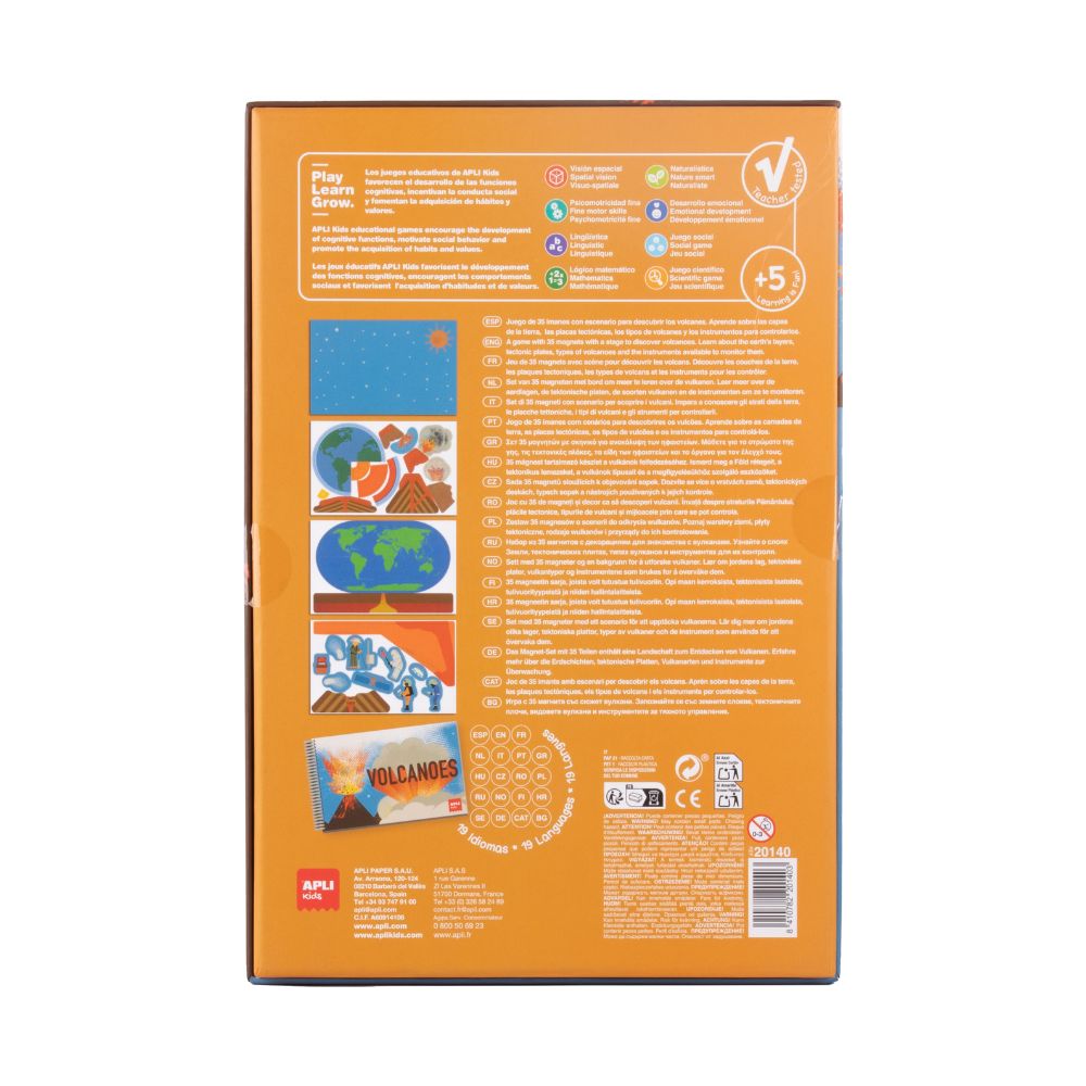 Joc educativ cu piese magnetice, Vulcani, 35 piese, APLI, 5 ani+