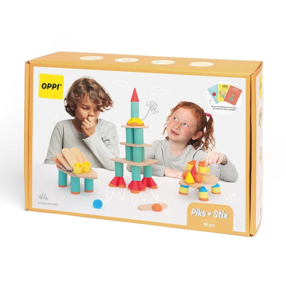 Joc educativ de construcție OPPI Piks+Stix cu 96 de piese