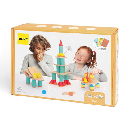 Joc educativ de construcție OPPI Piks+Stix cu 96 de piese