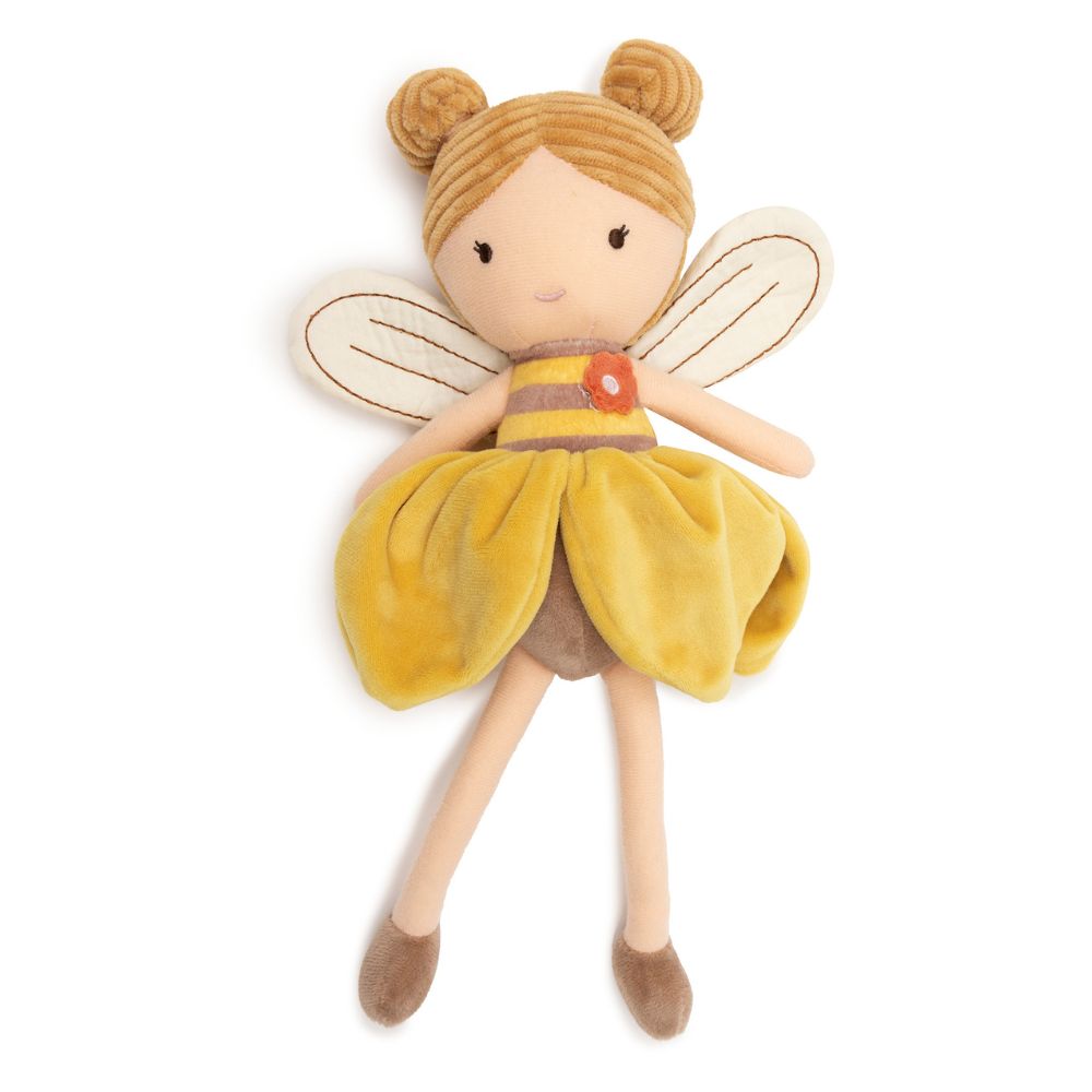 Păpușă textilă, Jucărie de pluș – Albina Lily, Jollein, 32 cm, 0 luni+