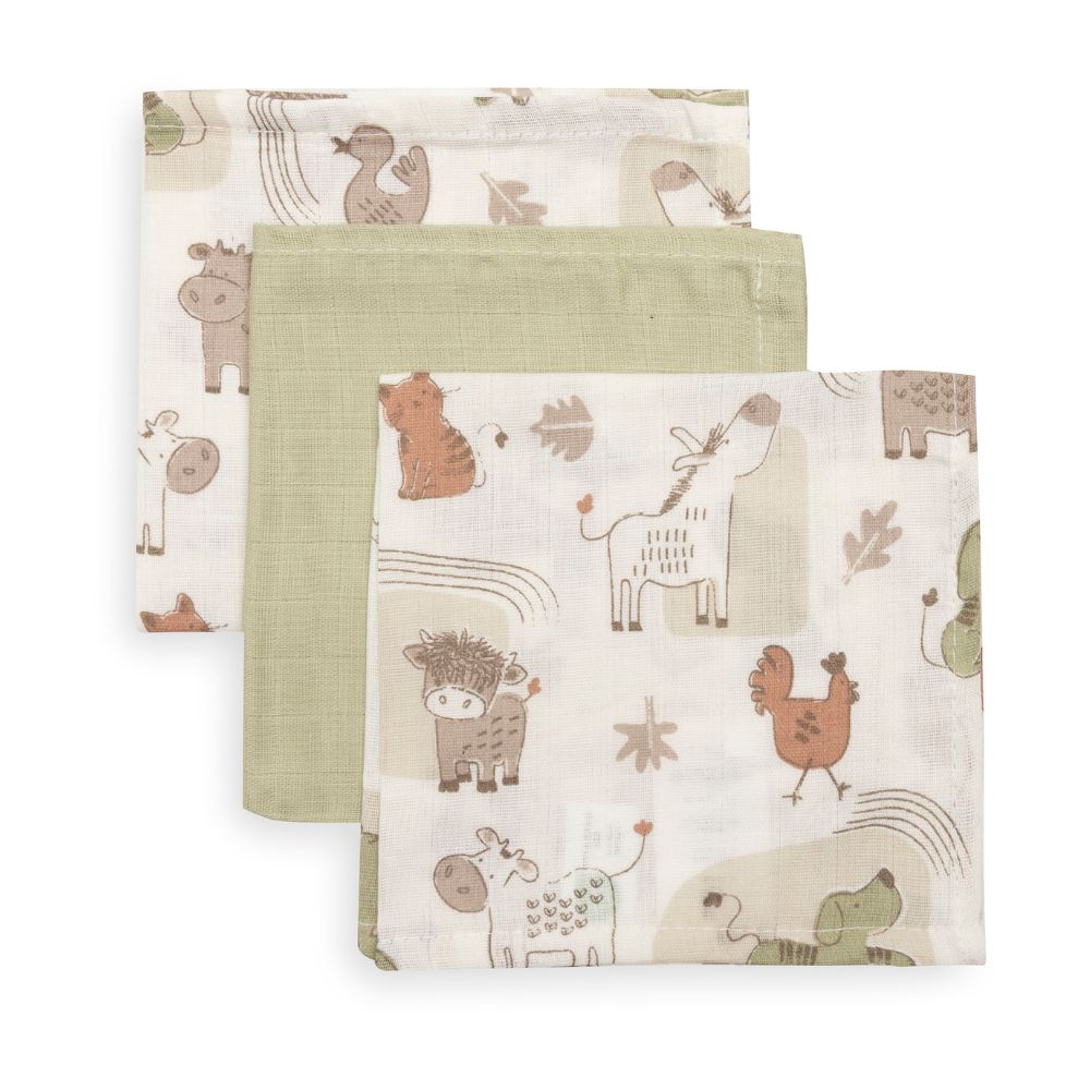 Museline bebe Barn Buddies 31x31 cm, set 3 bucăți
