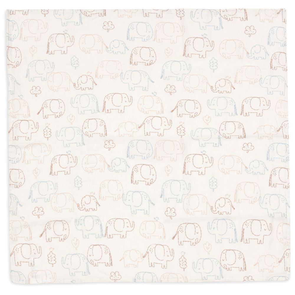 Set 3 museline din bumbac, Elephant Tales, Jollein, 70x70 cm, OEKO-TEX