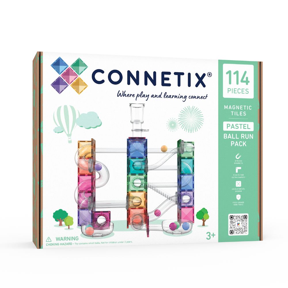 Set plăci magnetice Connetix Ball Run Bright cu 114 piese
