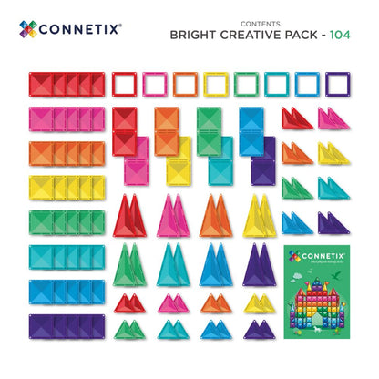 Cele 104 piese incluse în Connetix Bright Creative Pack