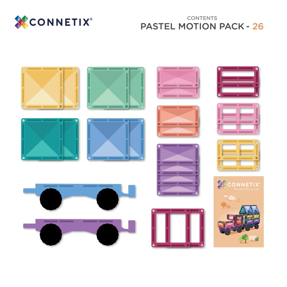 Piesele incluse în Connetix Pastel Motion Pack