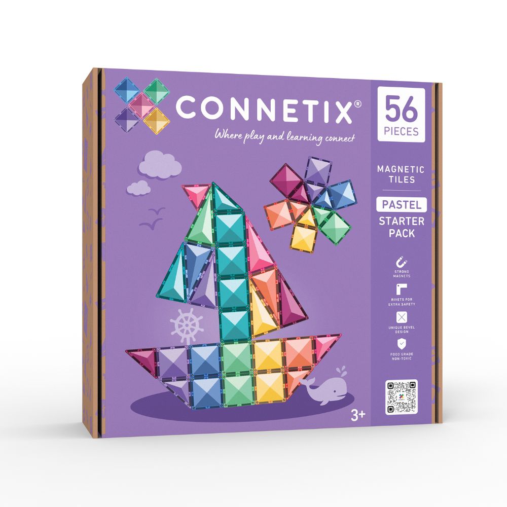 Set plăci magnetice Connetix Pastel Starter cu 56 de piese
