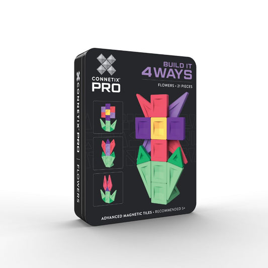 Set plăci magnetice Connetix PRO Flowers cu 21 piese